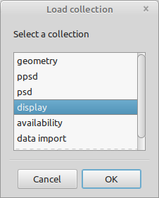 Select the display collection in the load collection dialog.